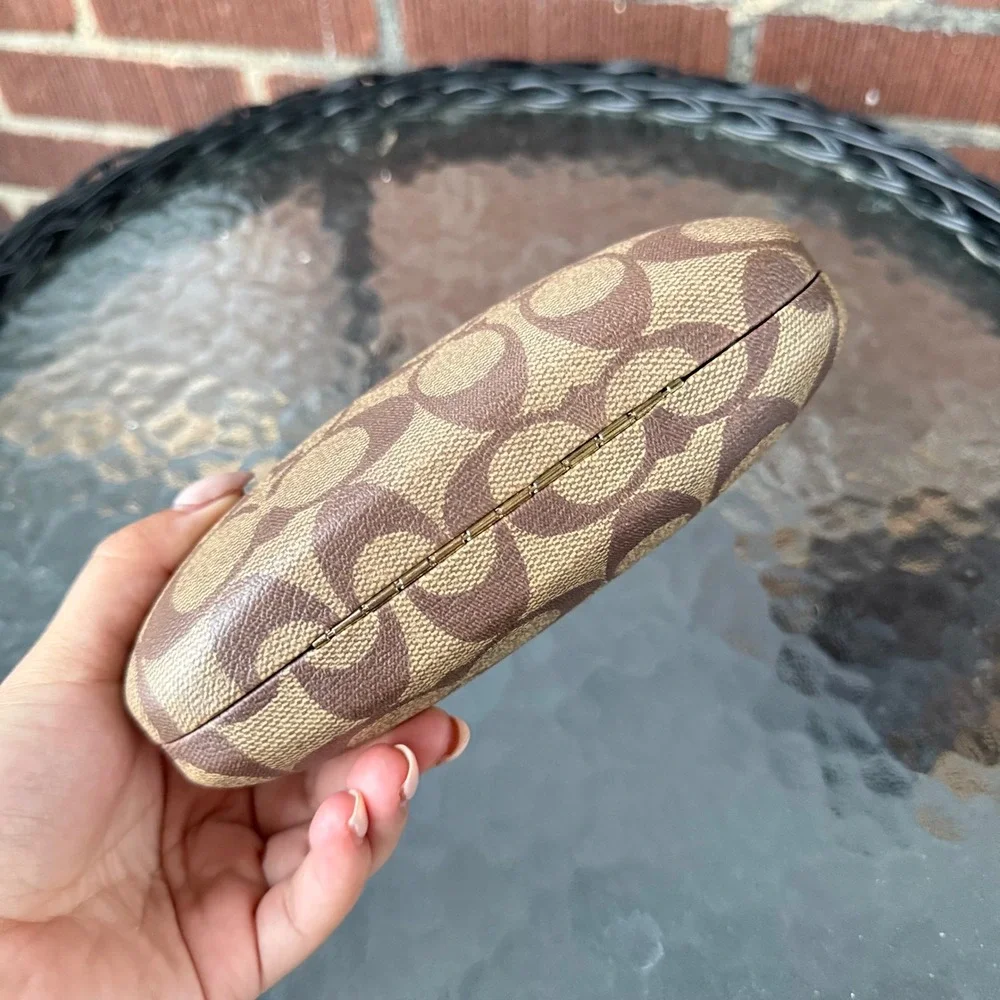 Coach Signature Monogram Hard Shell Sunglasses Eyeglass Case Brown Tan Logo